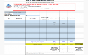 Remboursement des tournois